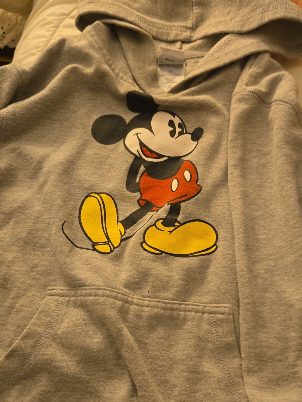 Disney Gray Hoodie with Mickey Graphic in Red & Yellow
